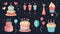 Happy Birthday Party line icon set. Included the icons as celebration, anniversary, party, congratulation, cake, gift,