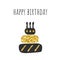 Happy birthday postcard with black and golden cake