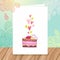 Happy Birthday postcard template with cake