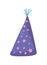 happy birthday purple hat with stars pattern isolated icon