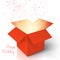 Happy Birthday Realistic Magic Open Box. Magic Box with Confetti