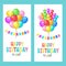 Happy birthday. Set of greeting cards.. Multi-colored balloons.