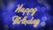 Happy Birthday shiny message on blue background, creative greeting, celebration