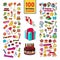 Happy Birthday Stickers Collection. Childish Party Decoration Set with Balloons, Gifts and Sweets