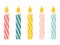 Happy birthday striped burning candle set of elements