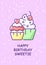 Happy Birthday sweetie greeting card with color icon element