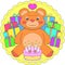 Happy birthday teddy bear mandala