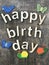 Happy Birthday text with wooden letters