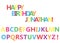Happy Birthday to you! Colourful letters on white, vector illustration