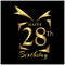 Happy Birthday twenty eight years. Elegant design with number.