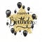 Happy Birthday typography vector design for greeting cards and poster with balloon, confetti and gift box.