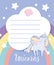 Happy birthday unicorn cartoon rainbow stars celebration invitation card