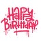 Happy birthday - urban graffiti lettering sprayed in pink over white. Pink for graphic tee, sweatshirt, poster. Vector