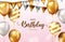 Happy birthday vector background design. Happy birthday greeting text with elegant balloons and pennants celebrating elements.