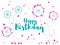 Happy Birthday vector card with dandelion flower