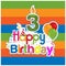 Happy birthday vector design with number three. for a three year old child. banner, sticker, greeting cards, and background