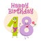 Happy birthday vector greeting card design with eighteen number characters