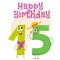 Happy birthday vector greeting card design with fifteen number characters