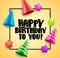 Happy birthday vector greetings card design with boarder
