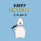 Happy Birthday vector lettering, party illustration with polar bear