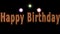 Happy birthday video with 3d inscription and colorful firework on black background