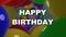 Happy birthday white lettering on tunnel background composed of shiny multicolored balls with reflections. Birthday