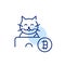 Happy bitcoin user. Smiling cat at laptop. Pixel perfect, editable stroke line icon