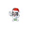 Happy black beans in Santa costume mascot style