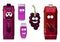 Happy black currant juice cartoon characters