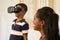 Happy Black Family Playing With Virtual Reality Goggles VR Heads