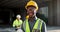 Happy black man, architect and city for construction management or teamwork in leadership on site. Portrait of African
