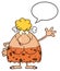 Happy Blonde Cave Woman Cartoon Mascot Character Talking And Waving  For Greeting