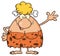 Happy Blonde Cave Woman Cartoon Mascot Character Waving  For Greeting