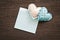 Happy blue hearts with blank notepad for wedding and anniversary