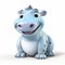Happy Blue Hippo Cartoon Avatar In Zbrush Style