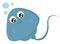 Happy blue stingray, illustration, vector