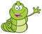 Happy Book Worm Cartoon Mascot Character Waving For Greeting