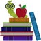 Happy Bookworm on Stack of Books Illustration