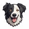 Happy Border Collie Head Sticker - Cute Cartoon Style