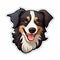 Happy Border Collie Head Sticker - Cute Cartoon Style