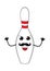 Happy bowling pin with mustache. vector