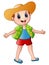 Happy boy cartoon with summer clothes and a hat