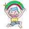 Happy boy celebrate dream holiday, doodle icon image kawaii