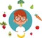 Happy Boy Eating Healthy Concept Vector Cartoon