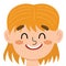 Happy boy face. Little kid smiling clipart. Excited or proud emotion