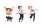 Happy Boy and Girl Pupil in Uniform with Tie and Backpack Jumping with Joy Excited About Back to School Vector Set