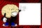 Happy brain character cartoon pictureframe background