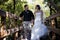 Happy Bride and Groom on boardwalk