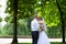 Happy bride and groom on their wedding