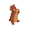 Happy brown bear dancing with maracas. Cartoon wild animal